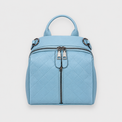 Aqua Quilted Leather Backpack