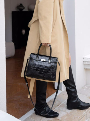 Aria Embossed Leather Handbag